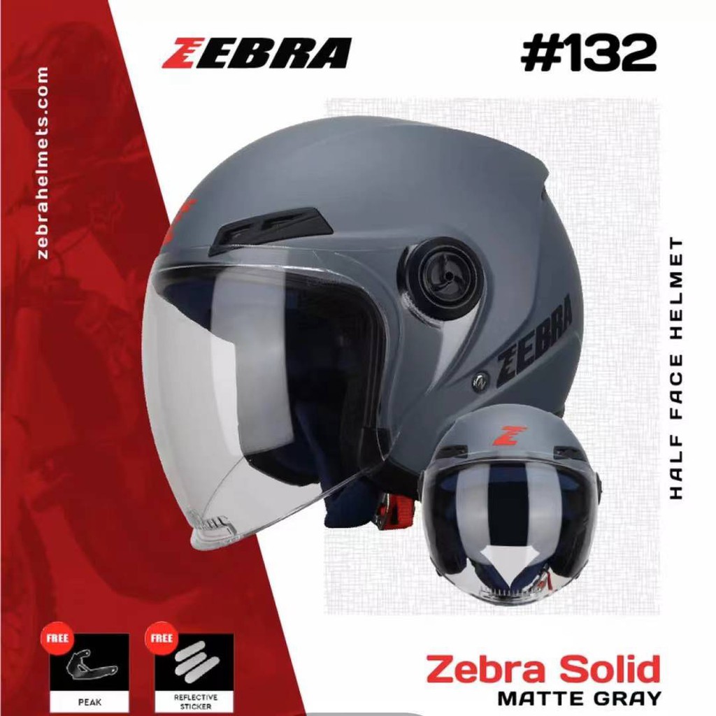 ZEBRA Helmet 132 Half Face Single Visor 