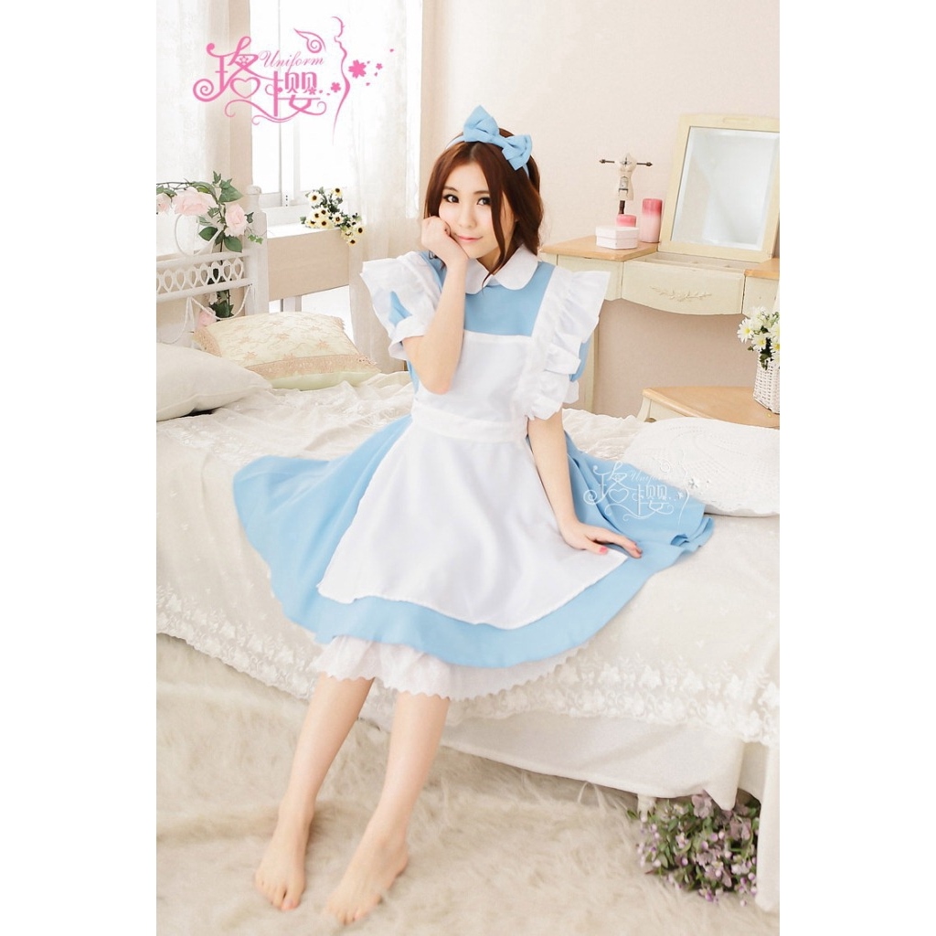 Alice In Adult Wonderland Costume Cosplay Women Girl Maid Fancy Dress