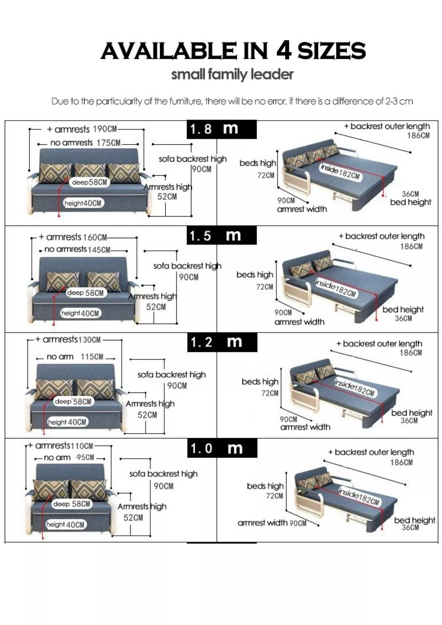 Foldable Sofa Bed with Storage, Sofa Bed, Folding Bed with Drawer, Bed