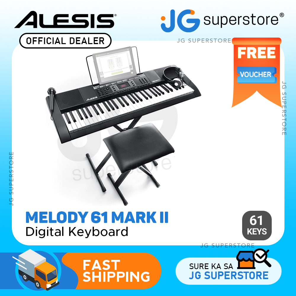 Alesis Melody 61 MKII 61-Keys Digital Keyboard with Built-In Speakers and  300 Tones (Bench and Stand Included), Mark II, JG Superstore