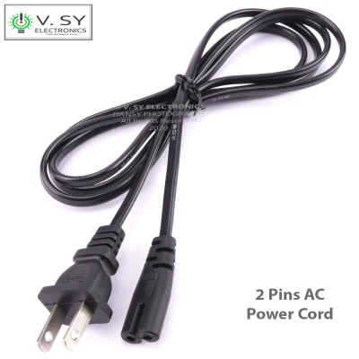2 Pins AC Power Cord 1.5M US Plug IEC320 C7 2 Prong Cable Wire Line Adapter Adaptor Connector up to 220V AC 100W Universal IEC 320 Standard