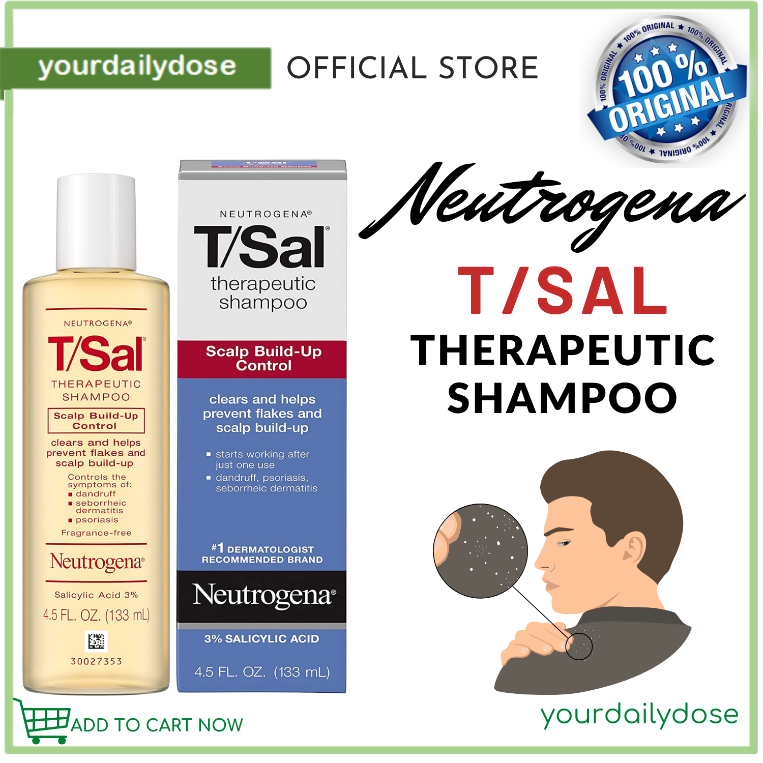 Neutrogena T/Sal Therapeutic Shampoo for Scalp BuildUp Control with