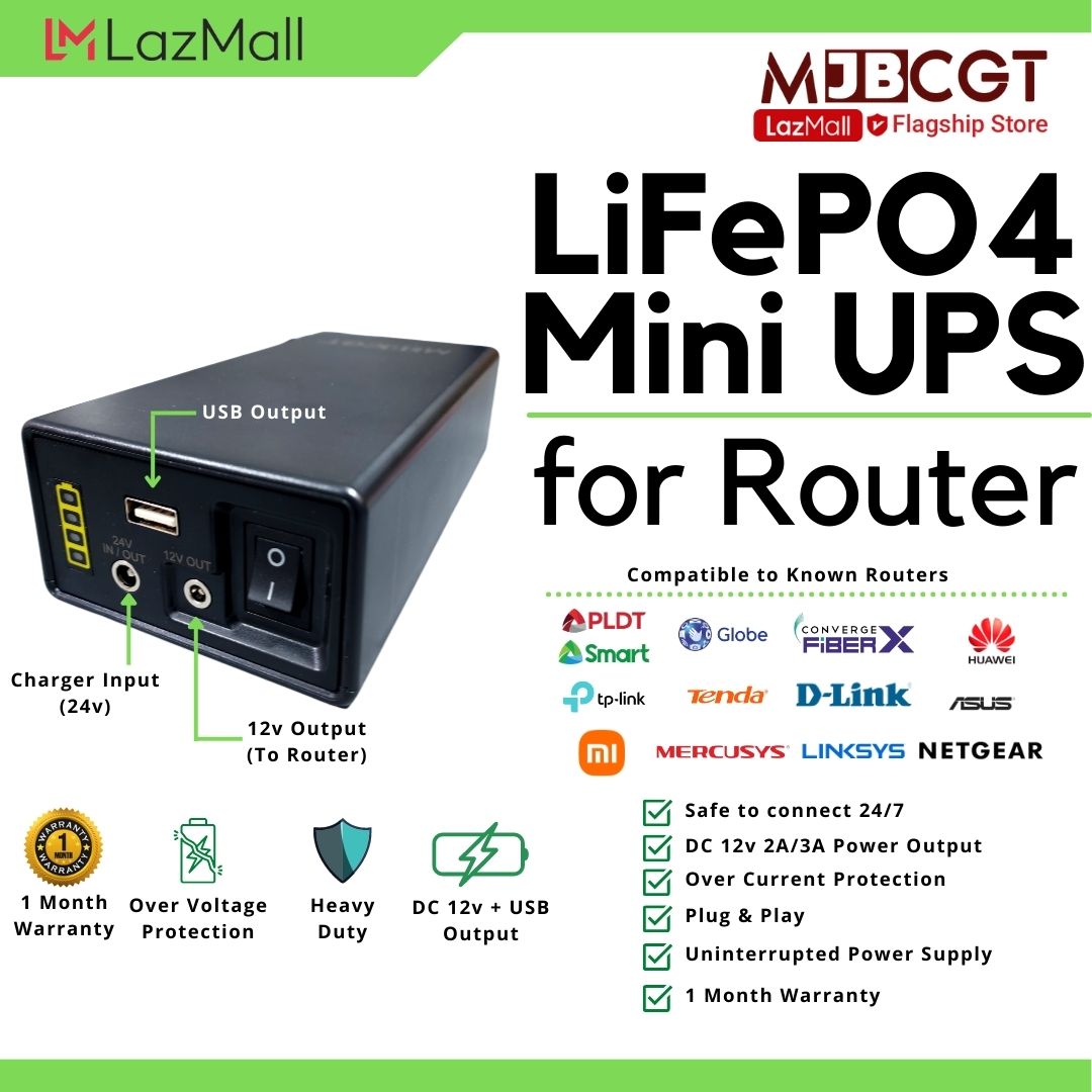 MJBCGT LiFePO4 Mini Uninterruptible Power Supply Router Modem DC 12