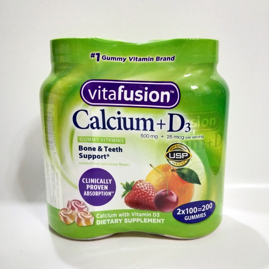 VITAFUSION CALCIUM + VITAMIN D3 ADULT VITAMIN SUPPLEMENT 2 X 100= 200