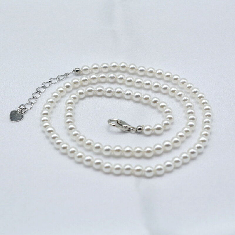 Pearl Necklace Round Natural Freshwater Pearls Fishing Line