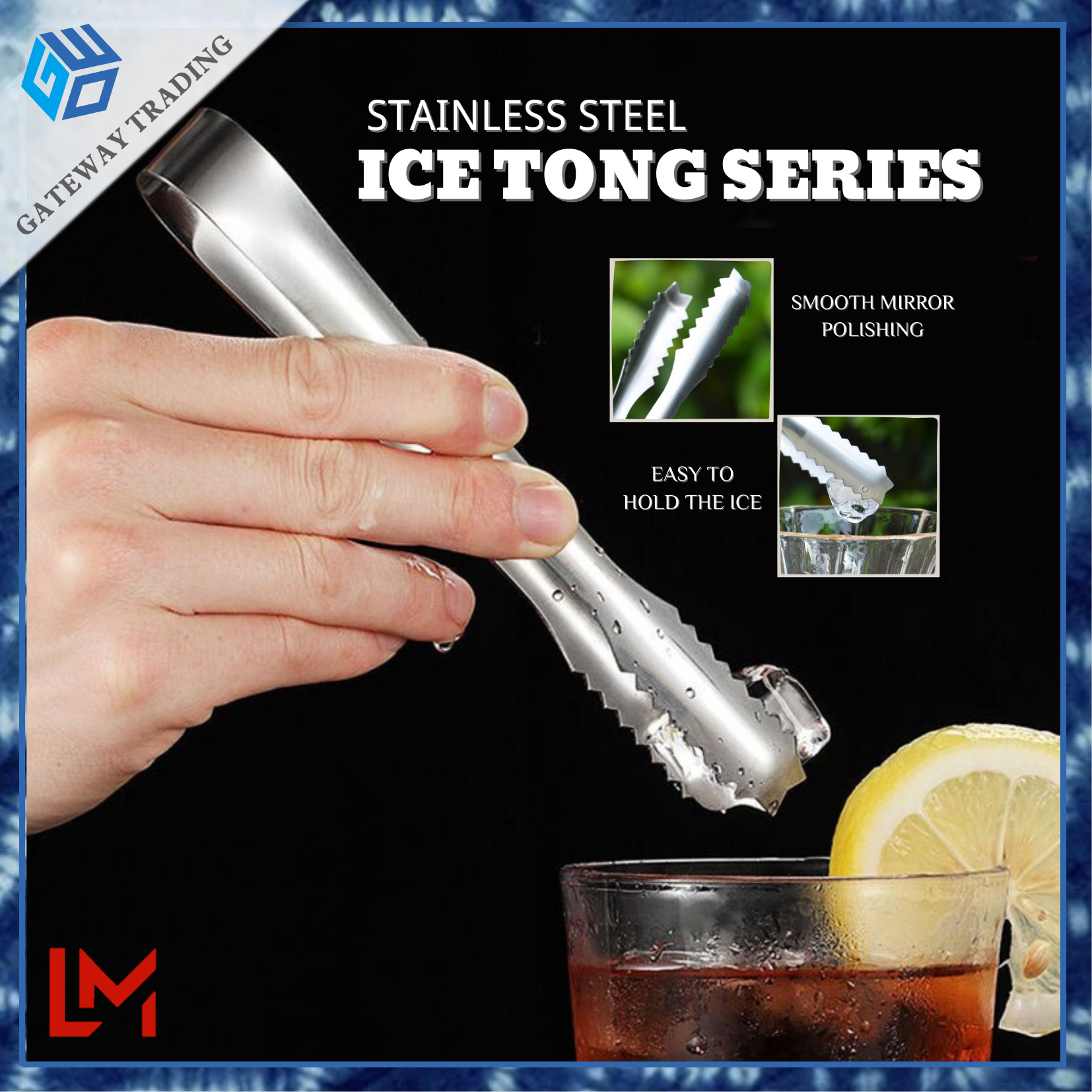 Gateway Trading [Free Shipping] Stainless Steel Ice Tong Lightweight