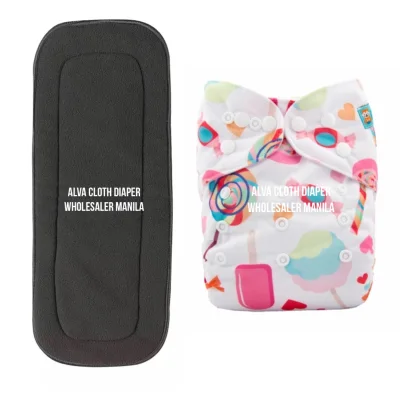 Alva Washable Cloth Diapers ✅Bamboo Charcoal Insert 5-Layer CANDYPRINTS