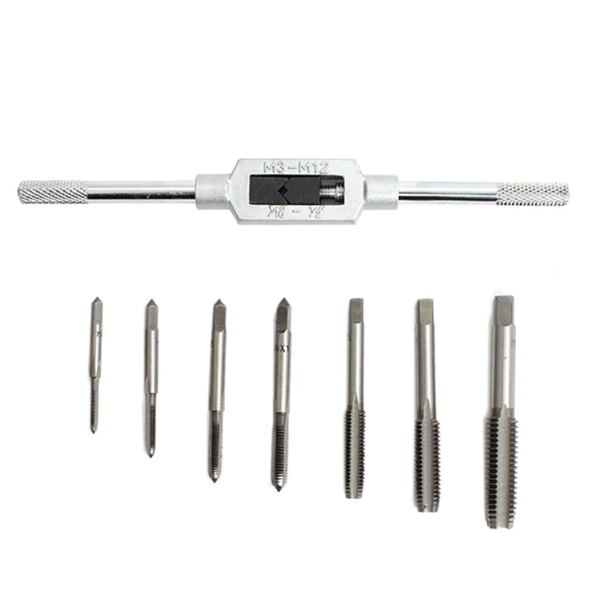 Philibs 8pcs M3M12 Tap And Die Set Tap Wrench Drill Set Hand Tapping