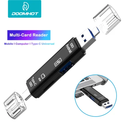 DoomHot Card Reader OTG Reader Adapter 5 in 1 Memory Card Reader Type C USB Micro USB Card Reader Mobile Computer Tablet SD TF Memory Card Reader Adapter for Mac Windows