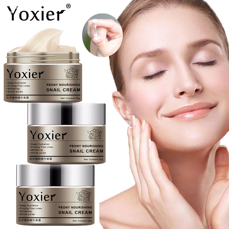 Yoxier Peony Nourishing Snail Cream Anti-Aging Face Cream Wrinkle Whitening Moisturizing Oil Control Skin Care 3PCS/LOT 