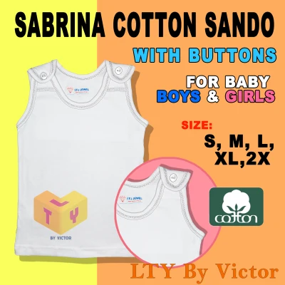 6PCS 100% COTTON SABRINA WITH BUTTONS SANDO PLAIN WHITE FOR NEW BORN BABIES - KIDS (EFJ JEWEL BRAND) UNISEX INFANT BABY 3PCS / 1PC