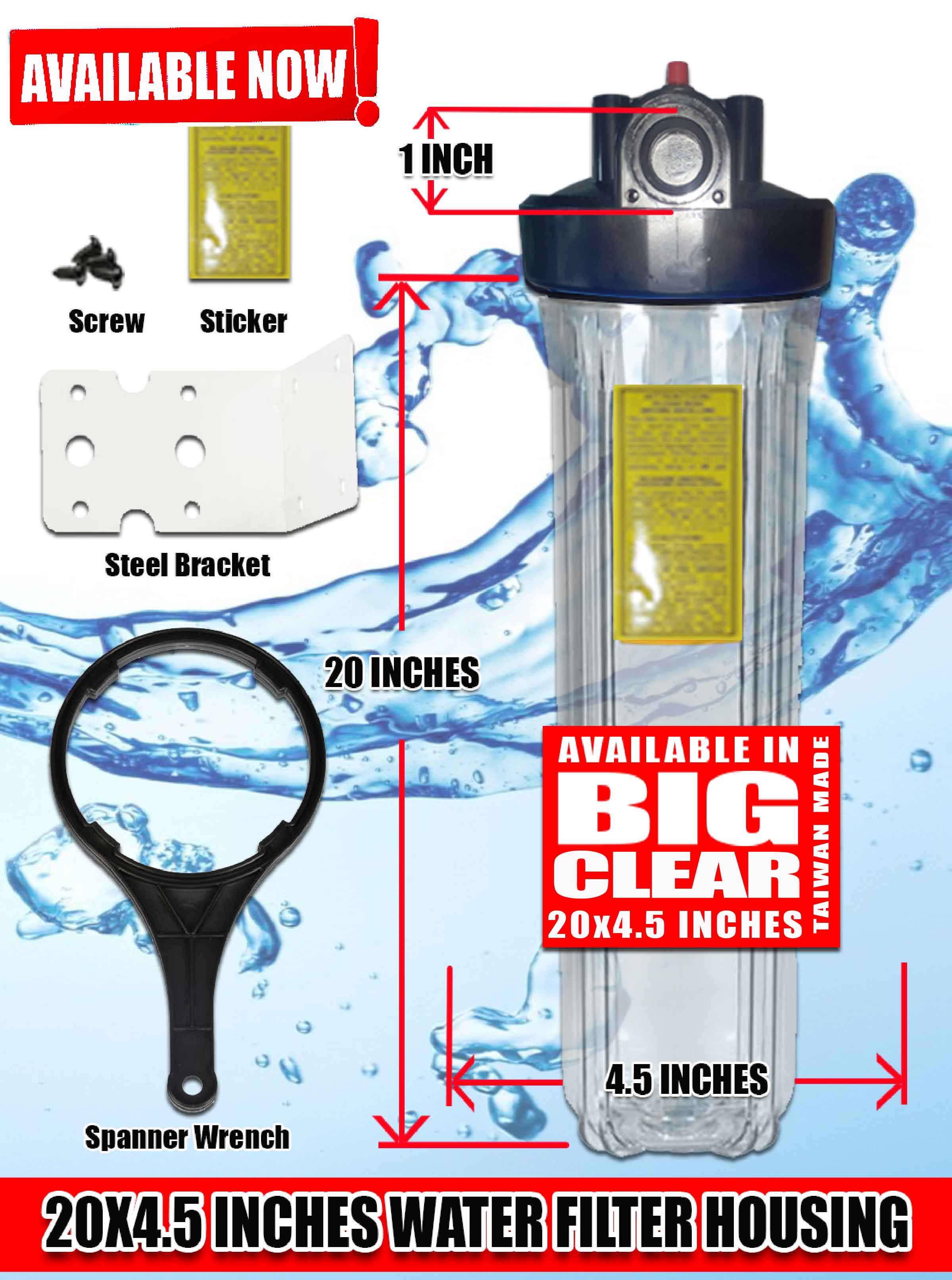 20BB Water Filter Housing BIG CLEAR( 20 X 4.5 Inches ) | Lazada PH
