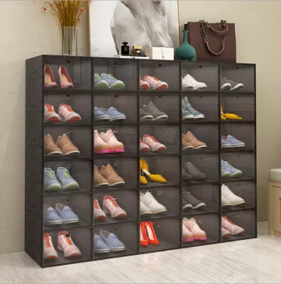 6pcs of Set Shoe Box Printing Design Plastic Shoebox Storage Organizer Shoe Rack Korea Stockable Colorful
