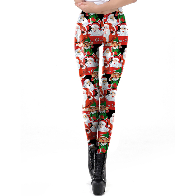 HangQiao Women Christmas Leggings Fashion Printing Leggings Funny Xmas  Tights Pants HOT ○10/10✲