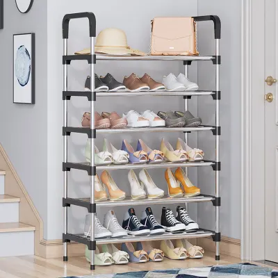 CKX 6 Layer Shoe Rack Stainless Steel Stackable Shoes Organizer Storage Stand