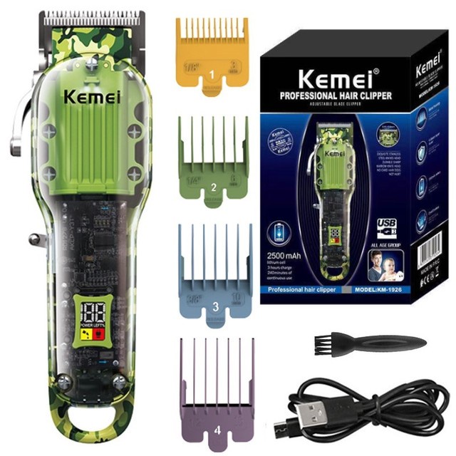 KEMEI Razor Hair Cut Clipper Cutter Razor Rechargeable Trimmer Cordless Haircut Adjustable KM
