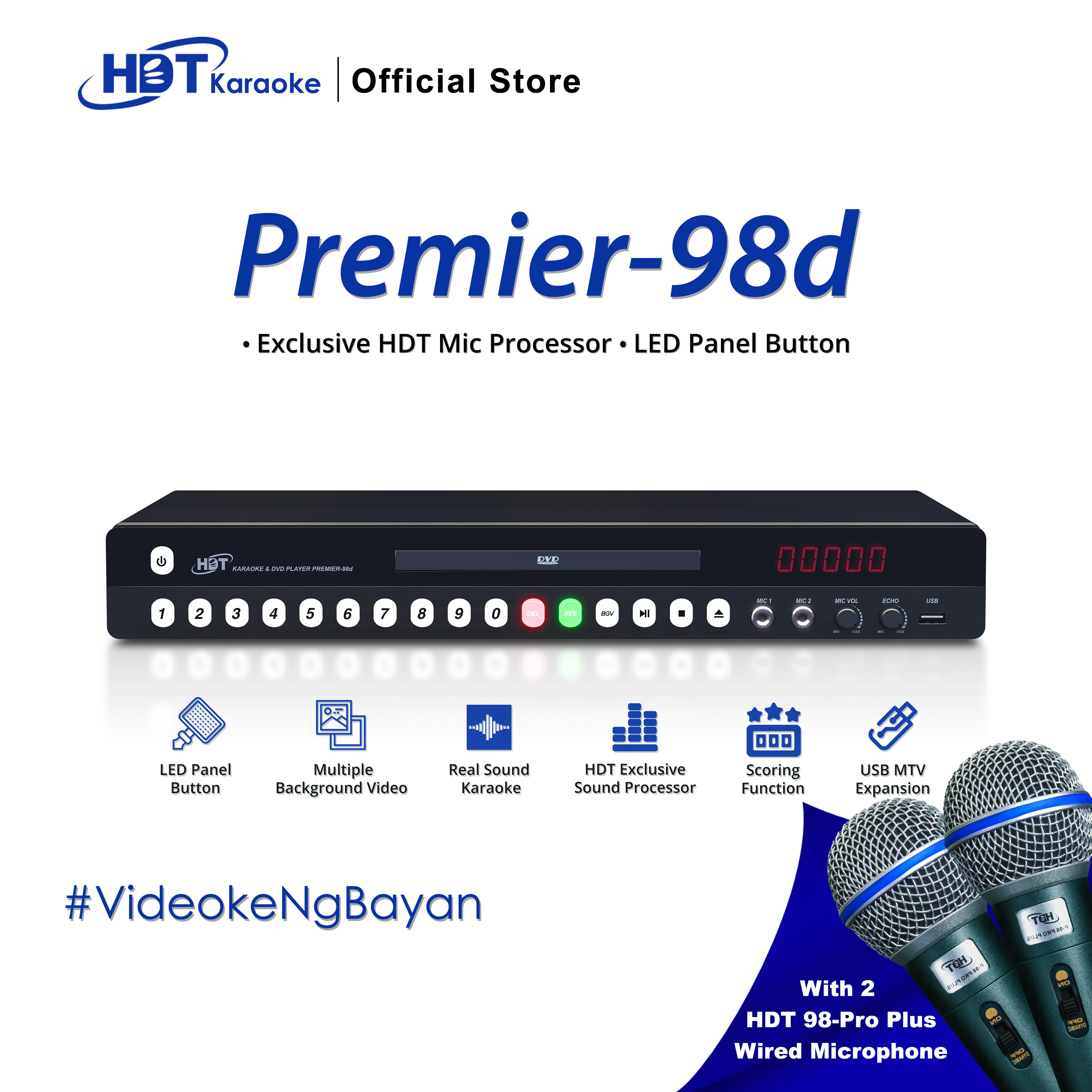 Hdt Karaoke P98d DVD Karaoke Player w/ 2 HDT Microphone Lazada PH