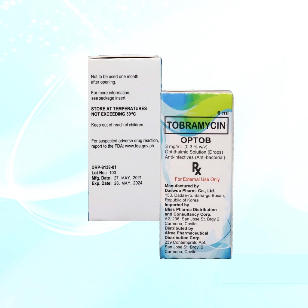 TOBRAMYCIN (OPTOB) 3mg/ml Eye Drops For Pets Cat/ Dogs/Human Eye