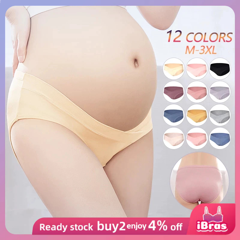 iBras 3Pcs Maternity Panty Cotton U-Shaped Low Waist Pregnant