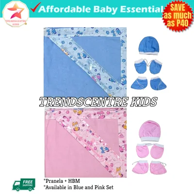 Blanket & Bonnet Set for Newborn Baby Hooded Receiving Blanket Pranela with Hat Booties Mittens