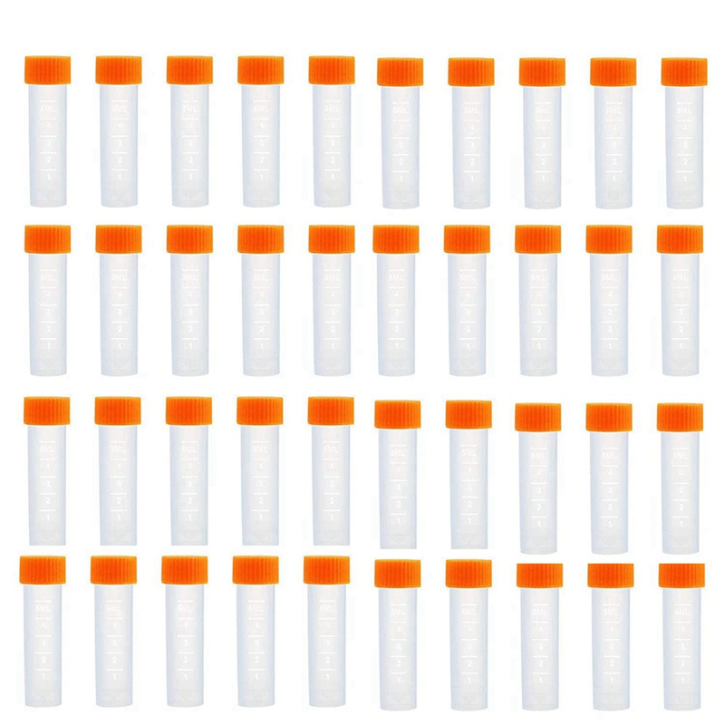 200Pcs Plastic Test Tubes with Screw Cap,5Ml Centrifuge Test Tube