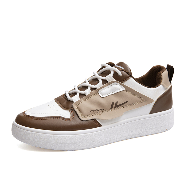 【Beau Today】New Trendy Brown and White Casual Low-cut Sneakers Leather ...