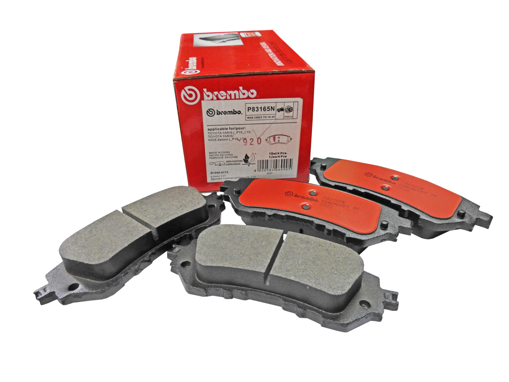 Brembo P83165N Front Brake Pads Ceramic Compound (For Toyota Vios