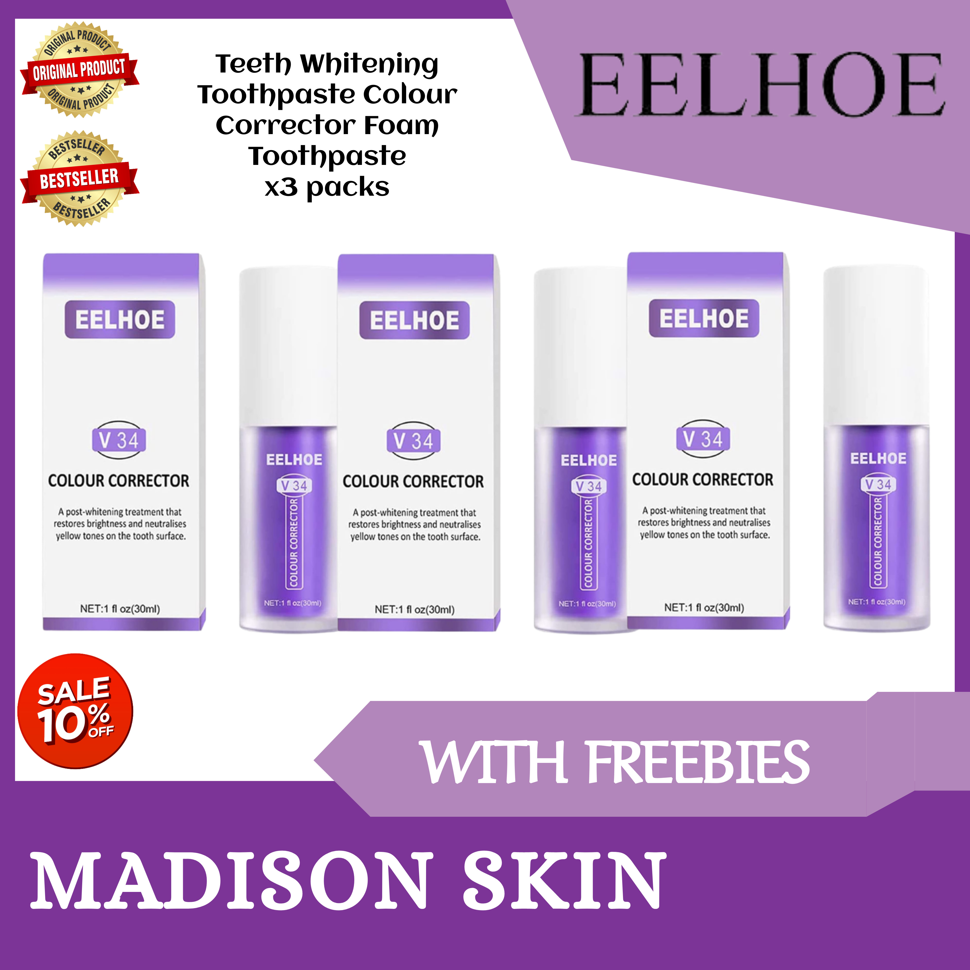 MADISON SKIN Eelhoe Teeth Whitening Toothpaste Colour Corrector Foam