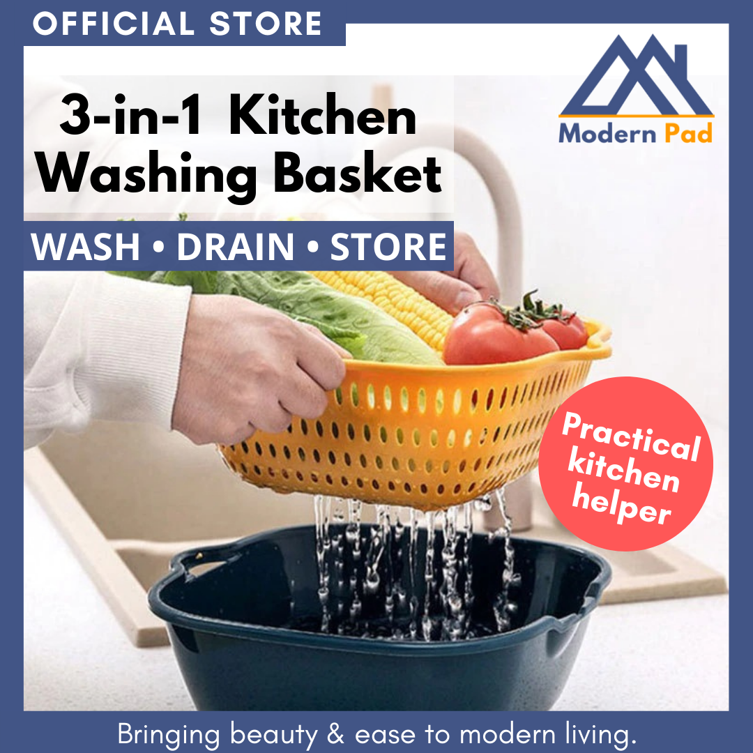 MODERN PAD 3in1 Double Layer Kitchen Washing Basket Wash, Drain