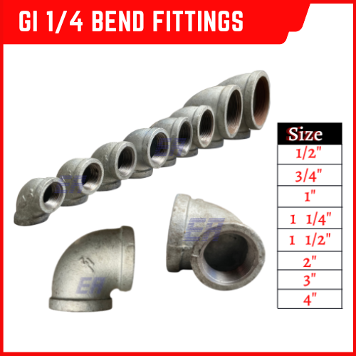 MECH 1/4 BEND GI FITTINGS GALVANIZED IRON (AVAILABLE 1/2, 3/4, 1, 11/4