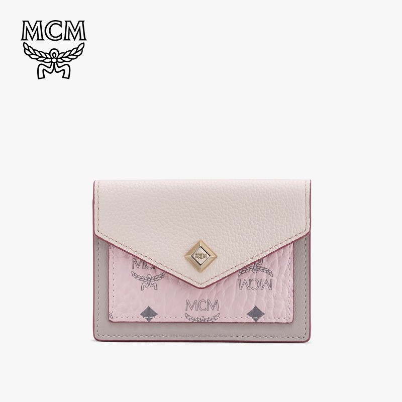 MCM Love Letter Trifold Wallet in Pink