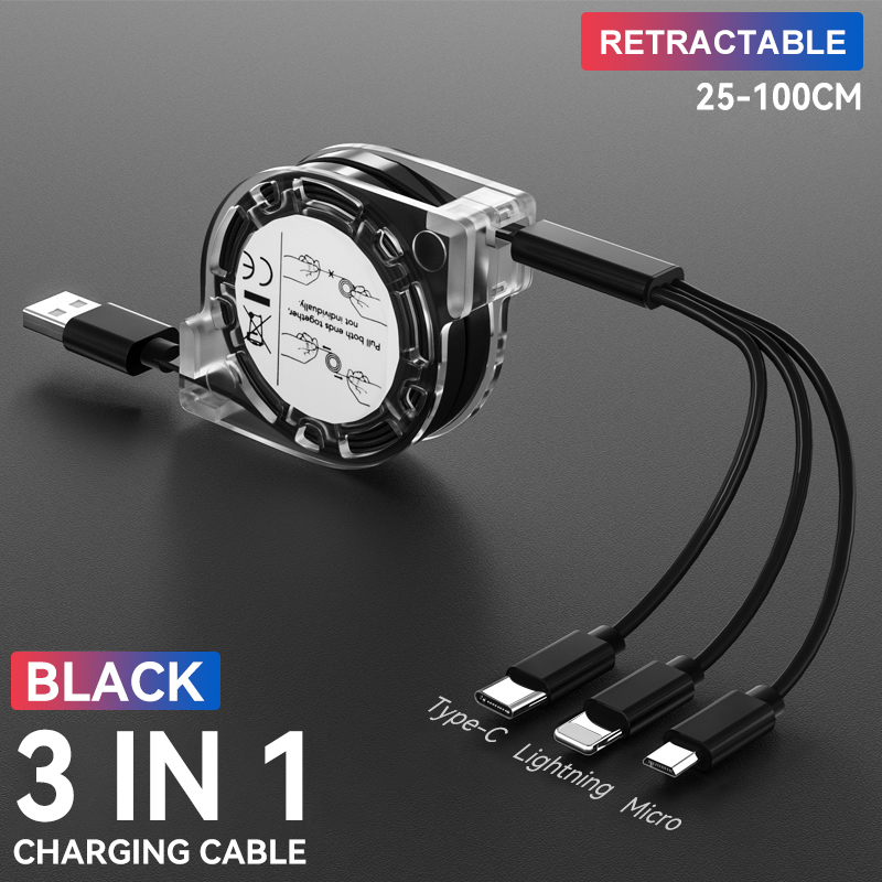 【COD】Xavier 3 In 1 Retractable Charging Cable USB Type C Micro USB
