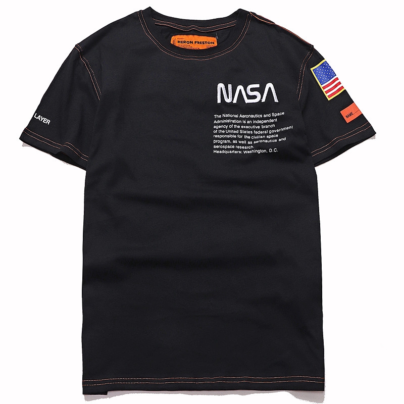 ☆○HERON PRESTON NASA Couples Cotton T-Shirts Classic Logo Short