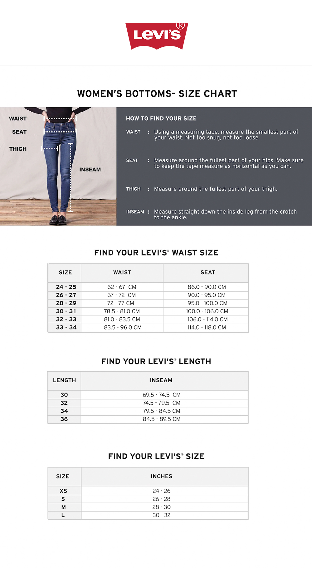 Jeans Size Chart for Men  Women  Mott  Bow
