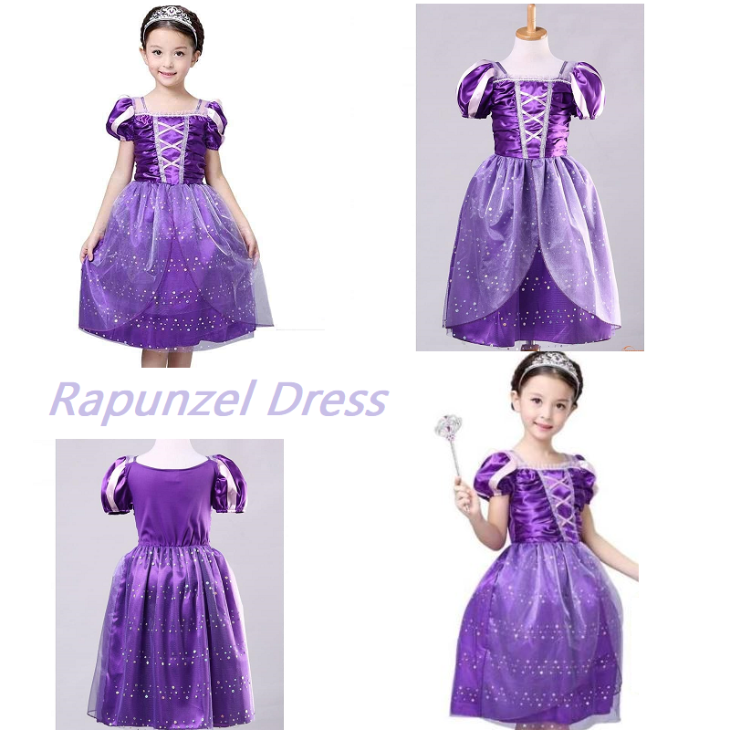 Kids Rapunzel Dress Gown Purple Cosplay Birthday Princess Pretend Play Outfit Purple Violet