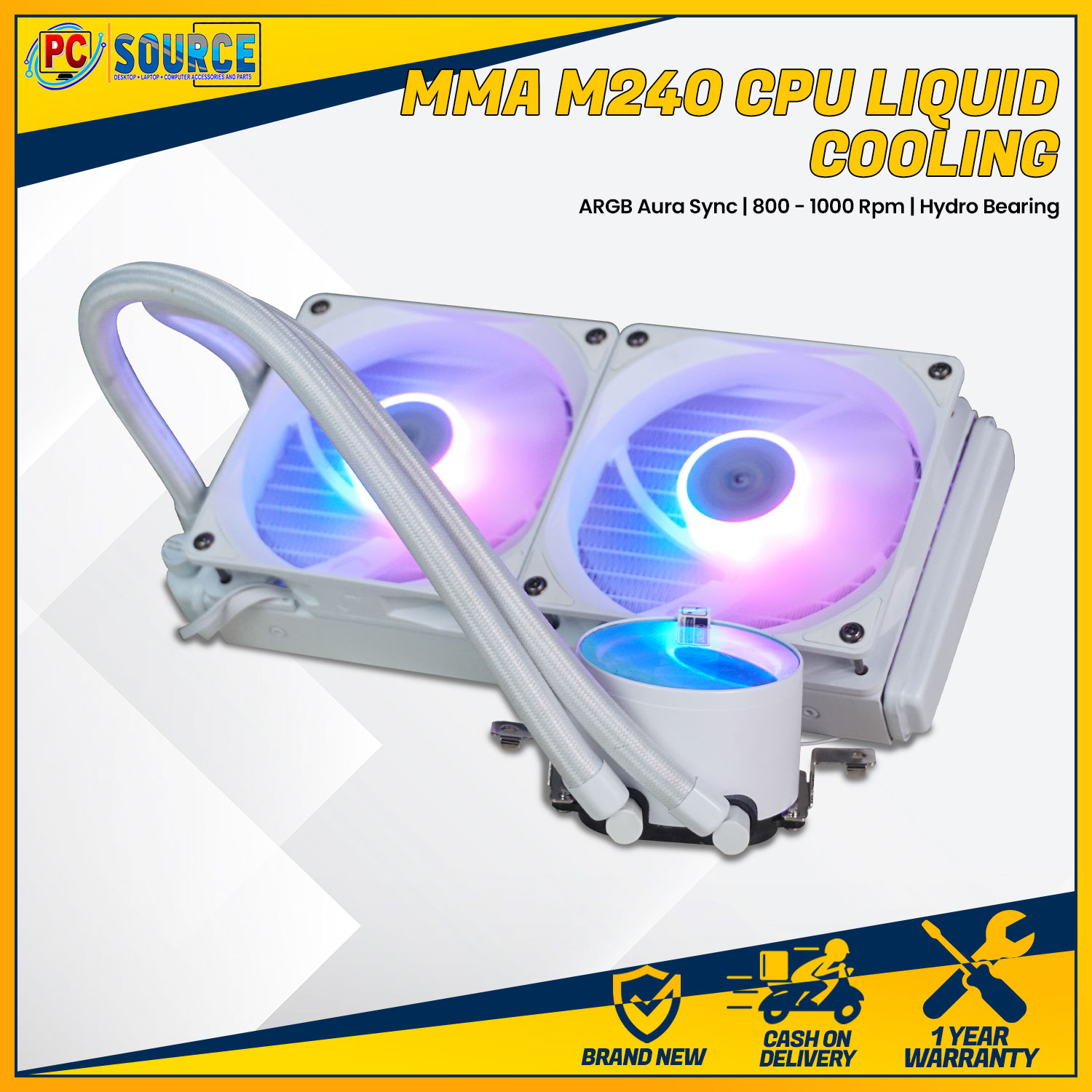 MMA MA240 CPU LIQUID COOLING FAN ARGB AURA SYNC, SPEED FAN 8001800