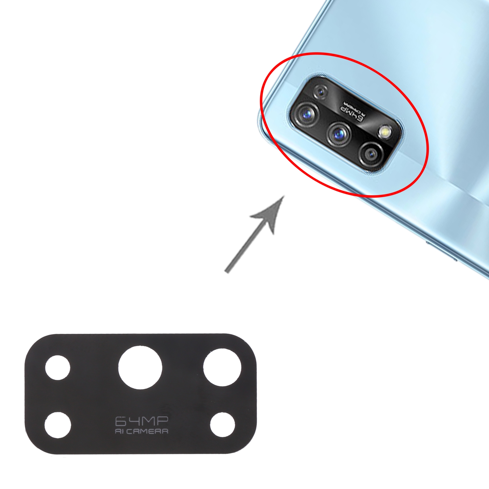 For OPPO Realme 7 Pro RMX2170 10pcs Back Camera Lens （ready stock）