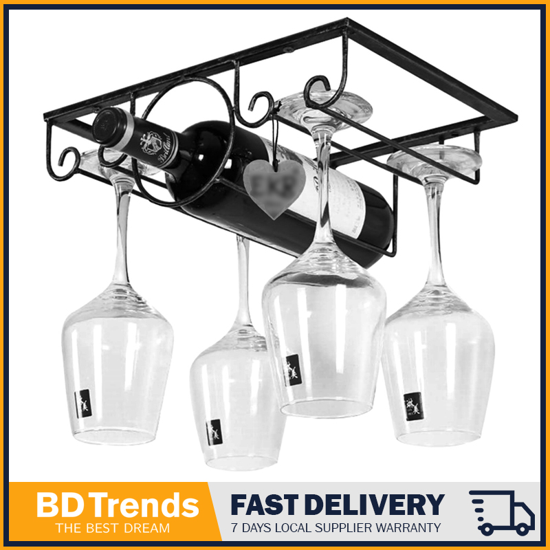 BD TRENDS Bafvt Wine Glass and Mug Holder, Under Shelf, 304