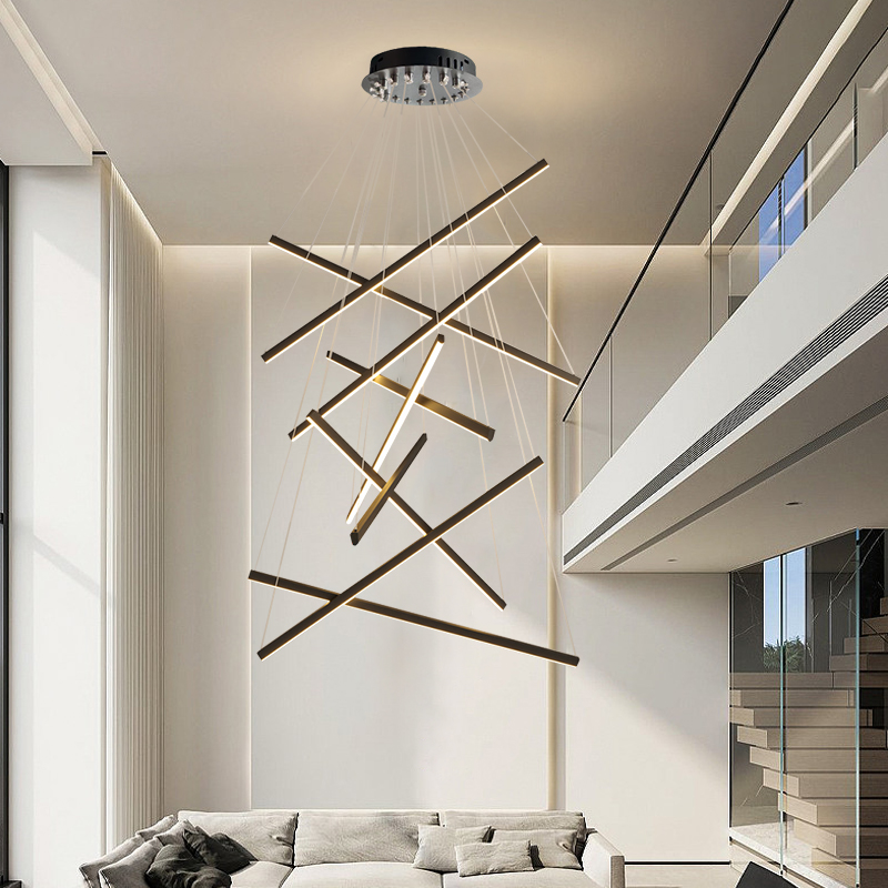 Living Room Revolving Crystal Chandelier Dining Room Light High Ceiling