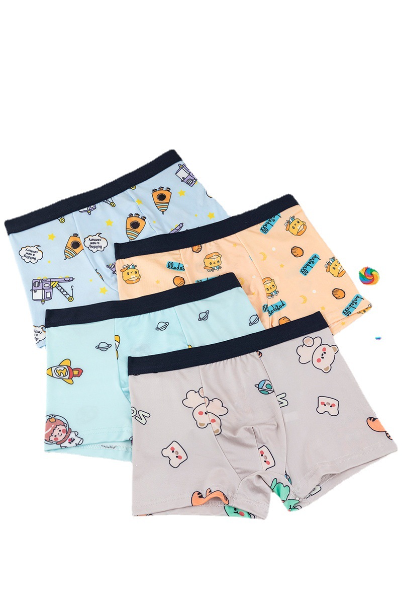 4pcs-lot Boys Boxer Briefs Kids Cotton Underwear Baby Boy Underpants  Teenager Cartoon Print Soft Children Panties Ns2