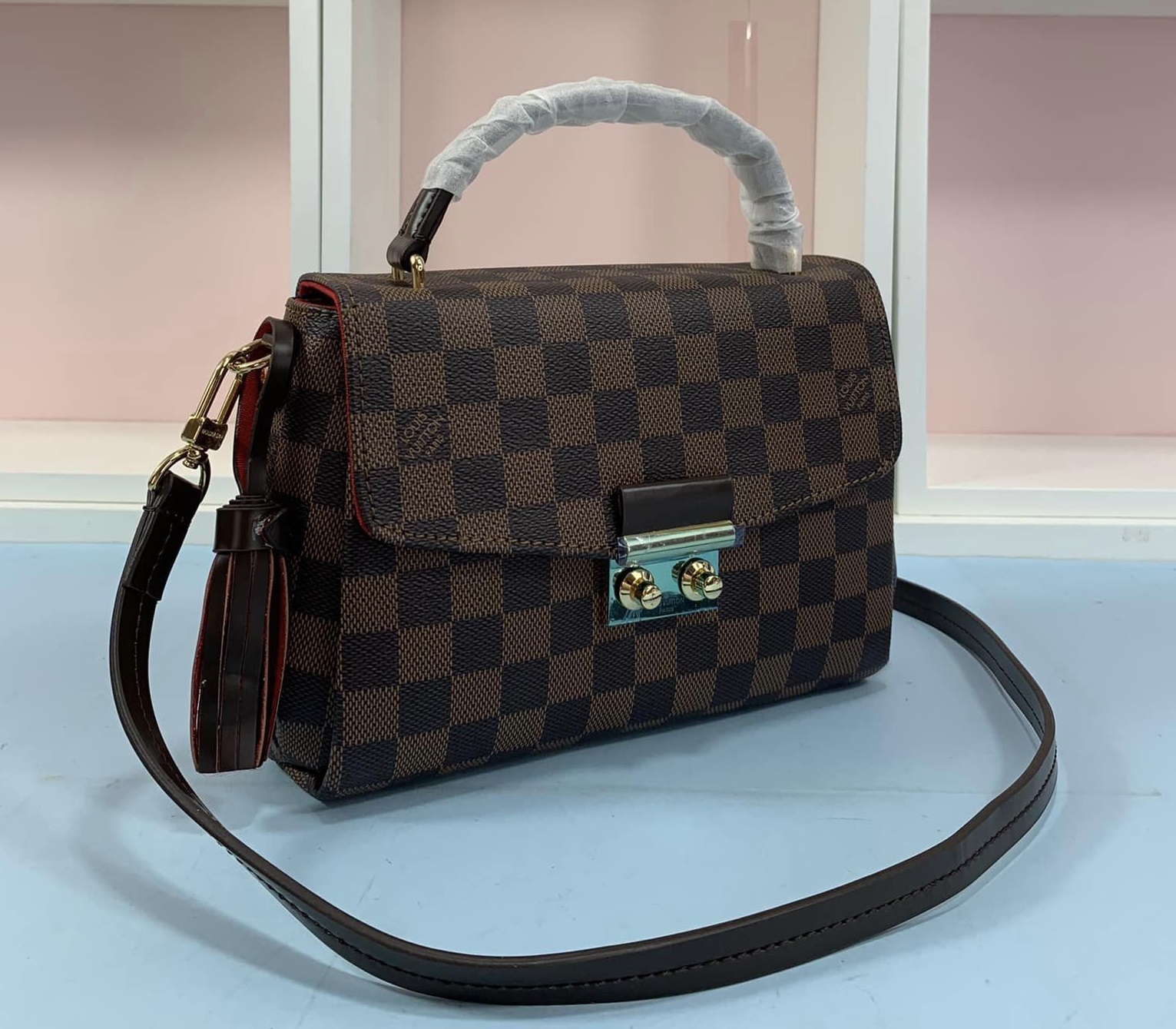 Buy Louis Vuitton Damier Ebene Canvas Croisette Hand Carry Shoulder Handbag  Article:N53000 Made in France Online at desertcartINDIA