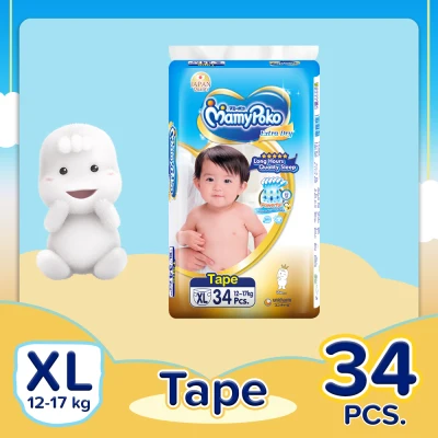 [DIAPER SALE] MamyPoko Extra Dry XL (12 -17 kg) - 34 pcs x 1 pack (34 pcs) - Tape Diaper