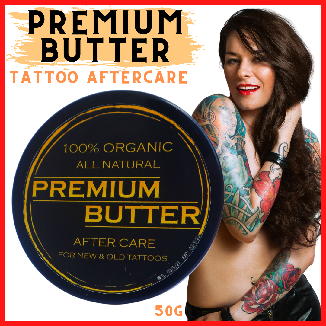 100% ORGANIC TATTOO PREMIUM BUTTER AFTERCARE | 100% Natural Butters and  Oils that Moisturizes | Keeps Skin Soft, Healthy and Bright | For New & Old  Tattoo | 100% Organic | All
