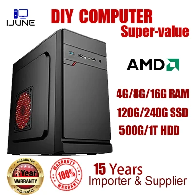 Office Desktop AMD A8 A6 8G 16G 120G 240 SSD 500G 1TB HDD High Performance Home PC Desktop CPU Desk Computer System Unit