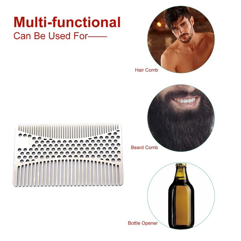 Stainless Steel Mustache Comb Beard Comb For Men'S Shaving Male'S