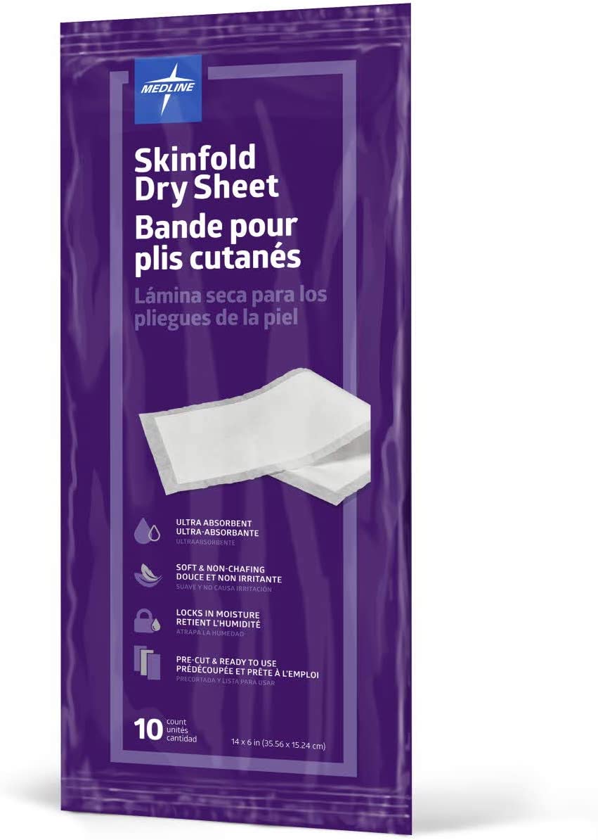 Medline Skinfold Dry Sheet, Skin Moisture Management, Soft, NonChafing