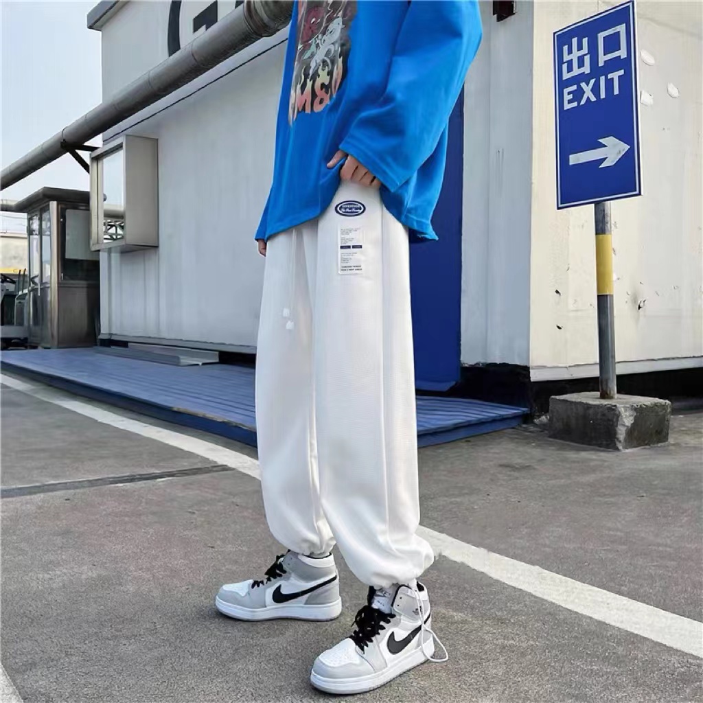 Aesthetic pants for men Korean fashion loose pants baggy sweat pants mens casual wide leg original white joggers | Lazada PH