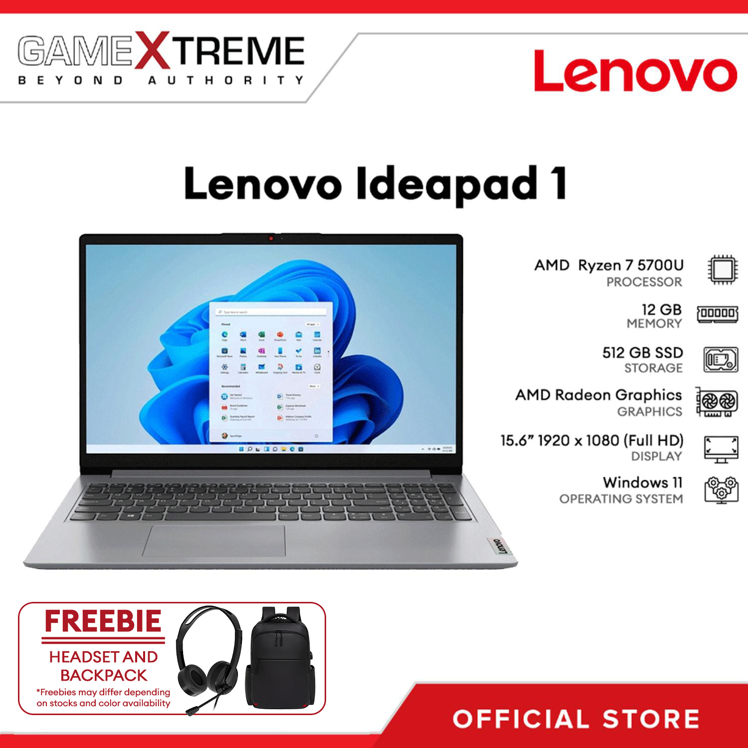 Lenovo Ideapad FHD Laptop Ryzen 5700U 12GB RAM 512GB SSD