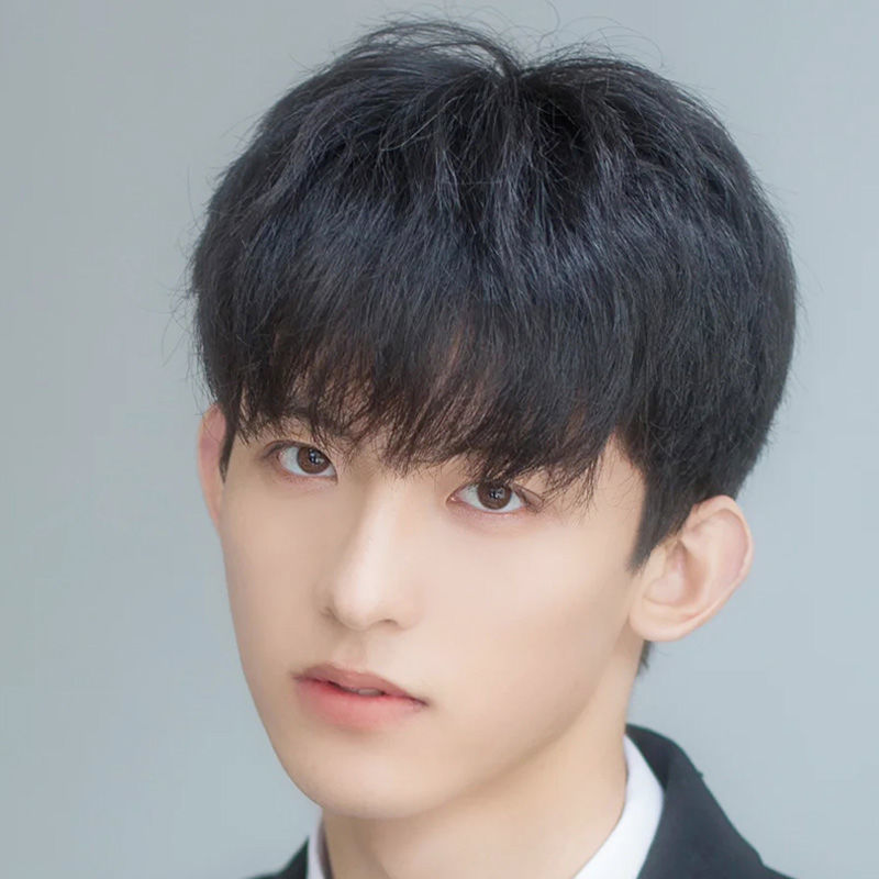 Boys wig handsome student wig male real hair men's wig set realistic