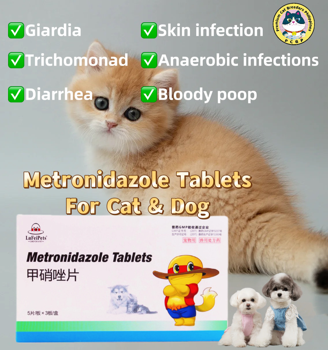 Lufeipet's Metronidazole Oral tablets giardia diarrhea Antiprotozoal